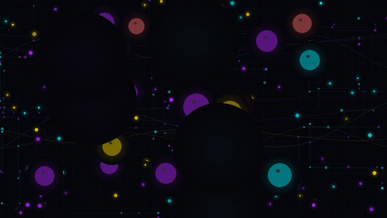 快乐8量子彩境数据演算平台首屏背景——量子计算机内部数据流穿梭节点网络